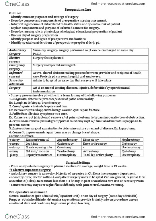 NURS 205 Lecture Notes - Lecture 10: Rhizotomy, Amnesia, Aspirin thumbnail