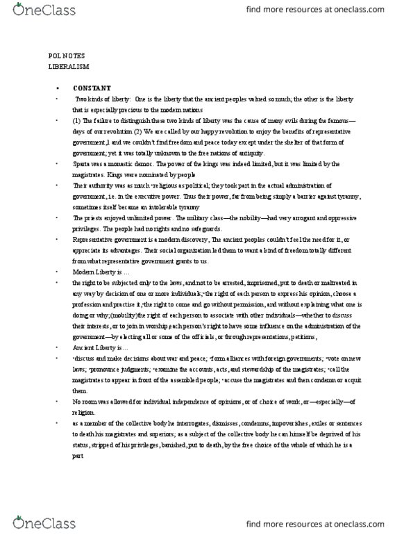 POL101Y1 Lecture Notes - Lecture 3: Wilhelm Von Humboldt, Communitarianism, Infimum And Supremum thumbnail