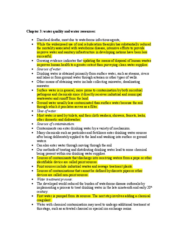 ENVR 202 Chapter Notes - Chapter 3: Methemoglobinemia, Protozoa, Neural Tube Defect thumbnail