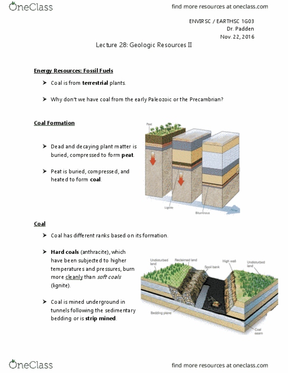 ENVIRSC 1G03 Lecture Notes - Lecture 28: Surface Mining, Anthracite, Paleozoic thumbnail