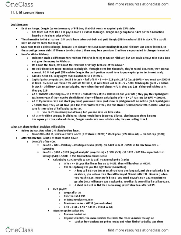 FNCE 251 Lecture Notes - Lecture 14: Dividend Yield, Implied Volatility, Spot Contract thumbnail