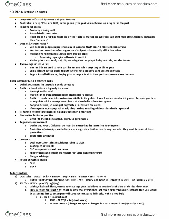 FNCE 251 Lecture Notes - Lecture 12: Stock Dilution, Bell State, Cash Flow thumbnail