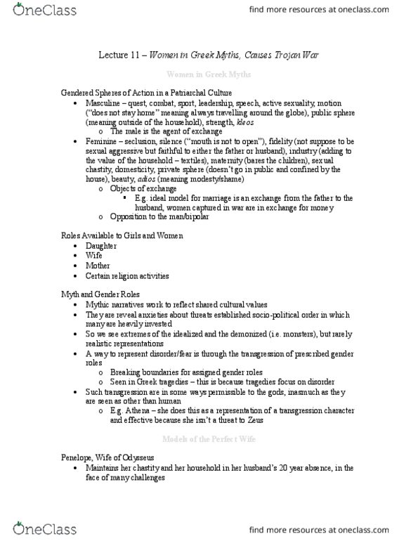 Classical Studies 2200 Lecture Notes - Lecture 11: The Golden Ass, Trojan War, Katabasis thumbnail