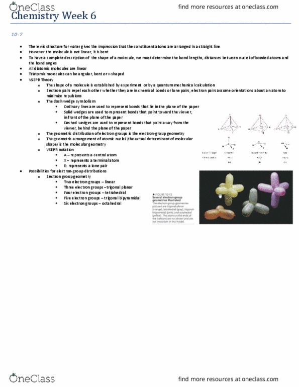 CHEM 112 Chapter Notes - Chapter 10.7 and 11.3-11.4: Trigonal Bipyramidal Molecular Geometry, Trigonal Planar Molecular Geometry, Chemical Polarity thumbnail