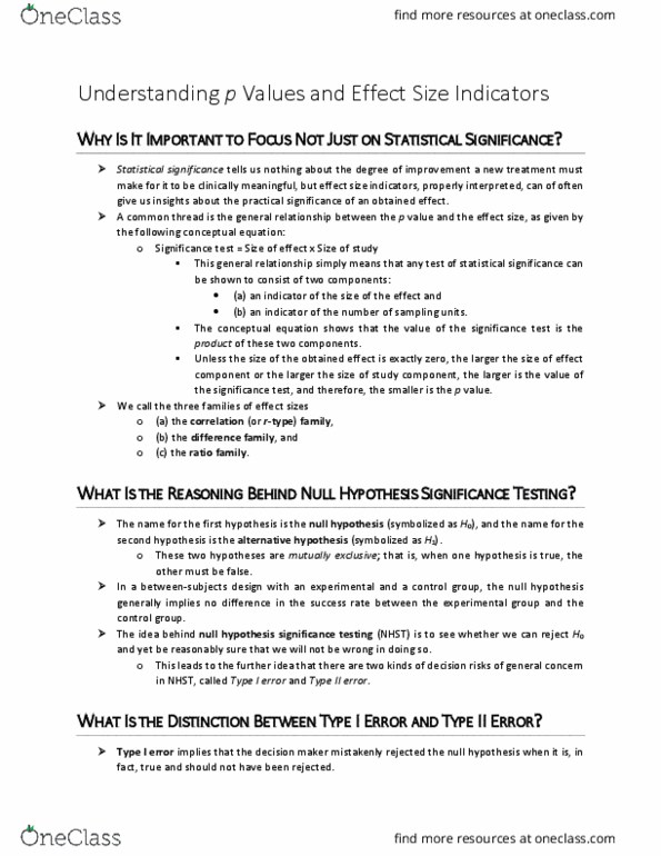 PSYC 2520 Chapter Notes - Chapter 12: A Common Thread, Null Hypothesis, Statistical Significance thumbnail