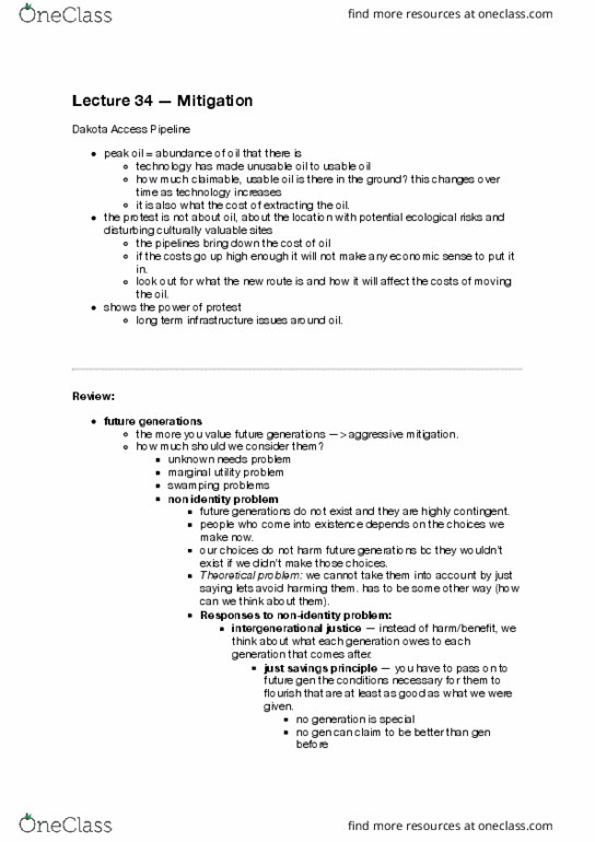 PHIL 1180 Lecture Notes - Lecture 34: Intergenerational Equity, Bakken Pipeline, Deontological Ethics thumbnail