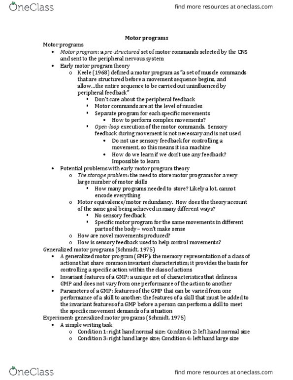 KNES 385 Lecture Notes - Lecture 28: Motor Program, Peripheral Nervous System, Phase Transition thumbnail