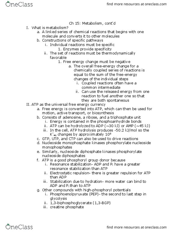 CHEM 352 Lecture Notes - Lecture 4: Nucleotide, Atp Hydrolysis, Joule thumbnail