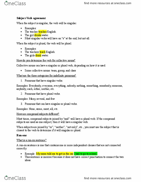 ENGL 1101 Lecture Notes - Lecture 1: Comma Splice, Semicolon thumbnail