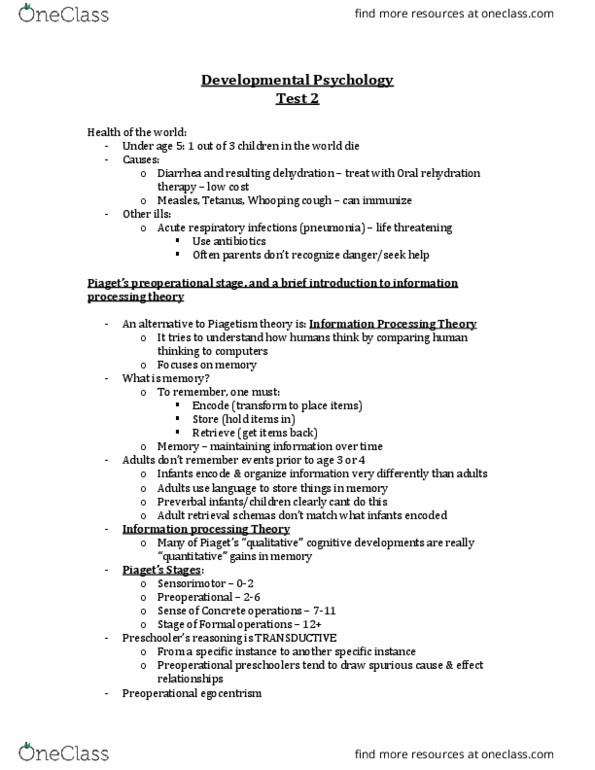 PSYC 4070 Lecture Notes - Lecture 2: Oral Rehydration Therapy, Pertussis, Erik Erikson thumbnail