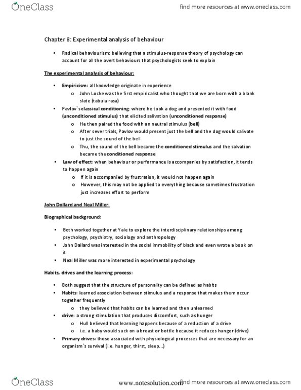 PSYB30H3 Lecture : Experimental analysis of behaviour thumbnail