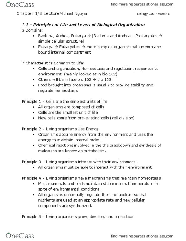 BIOL 102 Lecture Notes - Lecture 1: Horizontal Gene Transfer, Archaea, Antimicrobial Resistance thumbnail