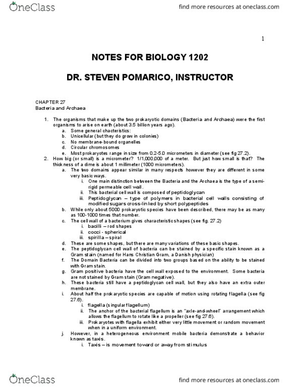 BIOL 1202 Lecture Notes - Lecture 5: Hans Christian Gram, Gram Staining, Gram-Negative Bacteria thumbnail