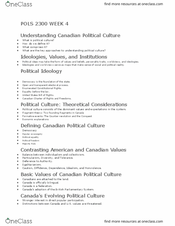 POLS 2300 Lecture Notes - Lecture 4: Western Alienation In Canada, Quebec Nationalism, Political Freedom thumbnail