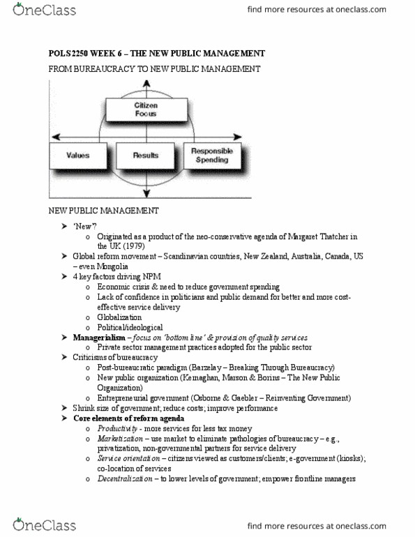POLS 2250 Lecture Notes - Lecture 6: Community Policing, E-Government, Marketization thumbnail