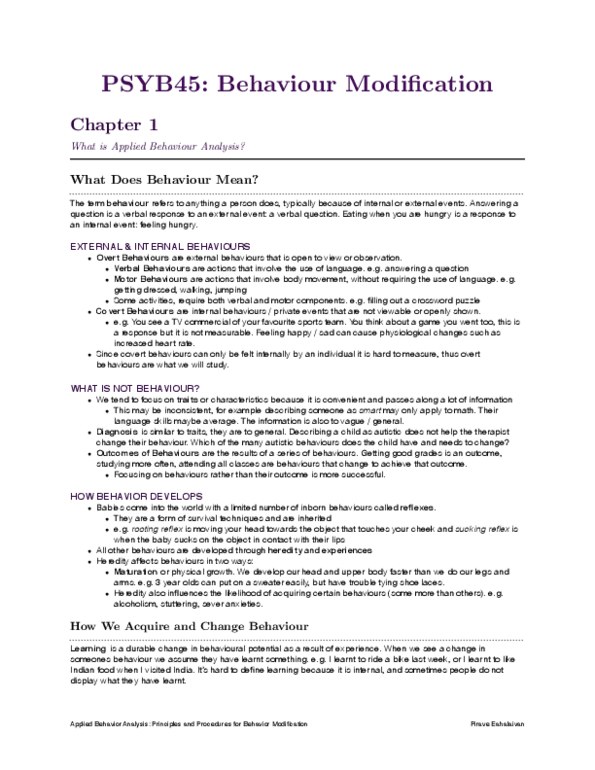 PSYB45H3 Chapter Notes -Mmhmm, Applied Behavior Analysis, Autism thumbnail