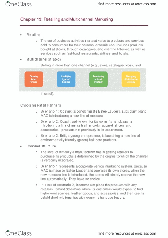 COMMERCE 2MA3 Chapter Notes - Chapter 13: Multichannel Marketing, Warehouse Club, Internet Channel thumbnail