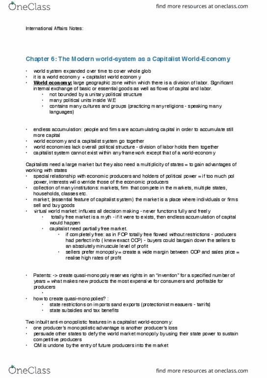 INTL 1101 Lecture 1: International Affairs Notes- thumbnail