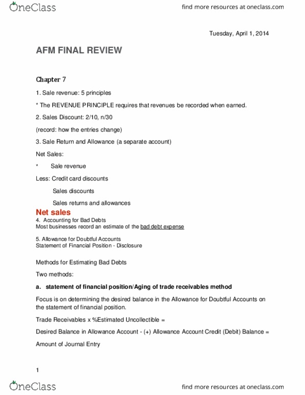 AFM101 Lecture Notes - Lecture 6: Bank Reconciliation, Book Value, Income Statement thumbnail