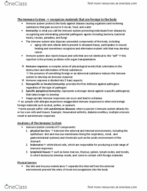 HLTB22H3 Chapter Notes - Chapter 0: Cytotoxic T Cell, African Trypanosomiasis, Immune System thumbnail