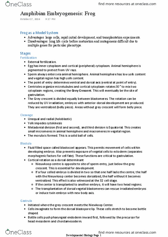 BIOL-4501 Chapter Notes - Chapter 1: Cytokinesis, Maternal Effect, Chordin thumbnail