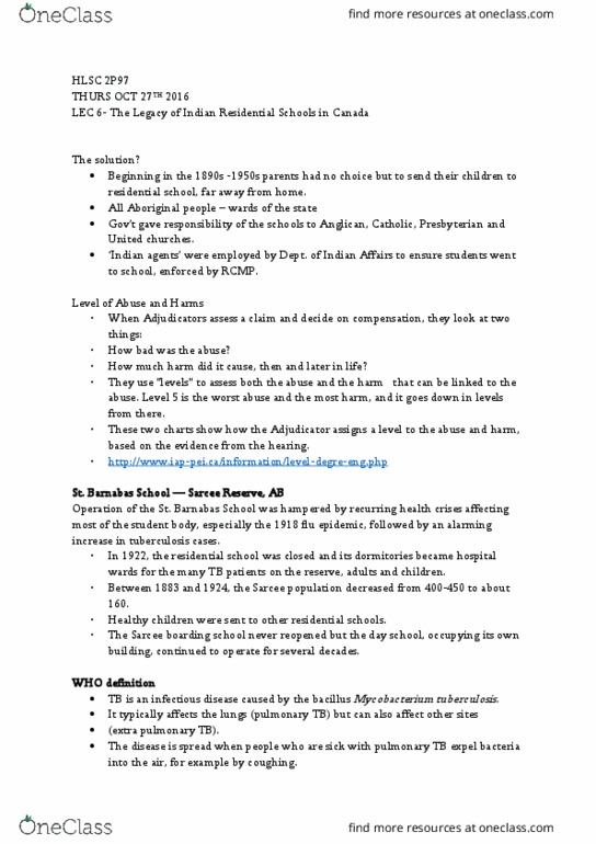 INTC 2P97 Lecture Notes - Lecture 6: Silicosis, Mycobacterium, Mycobacterium Tuberculosis thumbnail