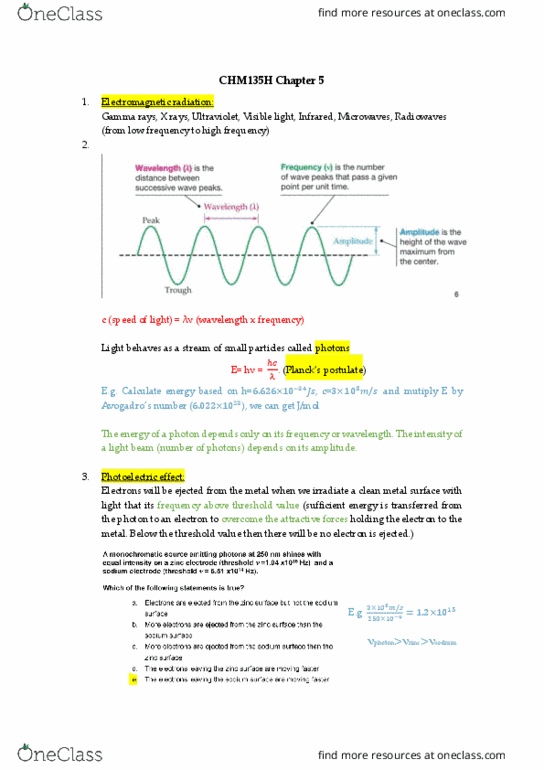CHM135H1 Lecture Notes - Lecture 10: Bohr Model, Pauli Exclusion Principle, Probability Distribution thumbnail