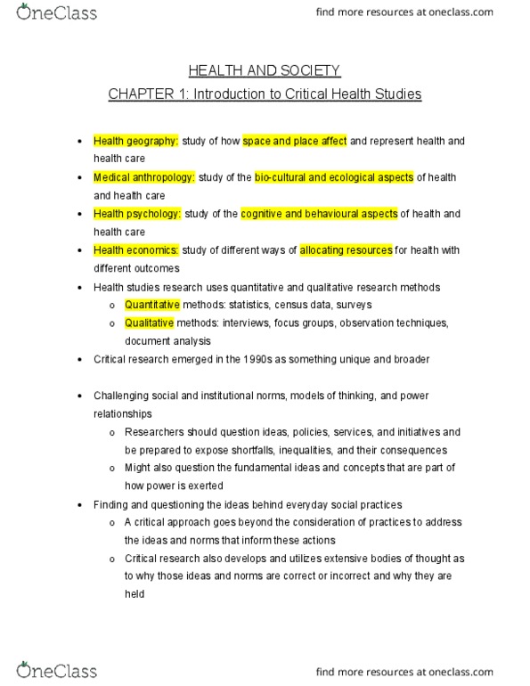 HLTA02H3 Chapter Notes - Chapter 1: Social Forces, Health Psychology, Norm (Social) thumbnail