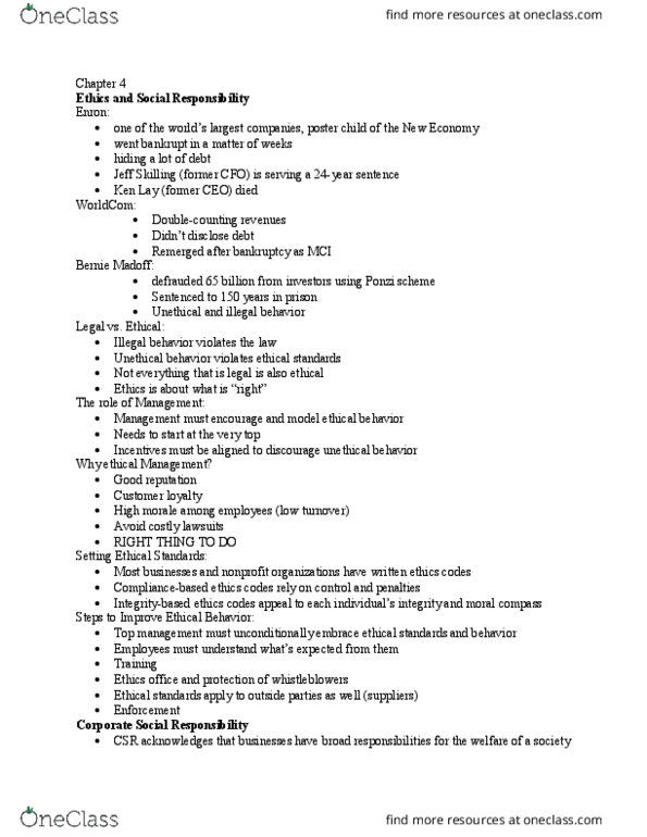 MGMT 1 Lecture Notes - Lecture 3: Making Money, Corporate Social Responsibility, Insider Trading thumbnail