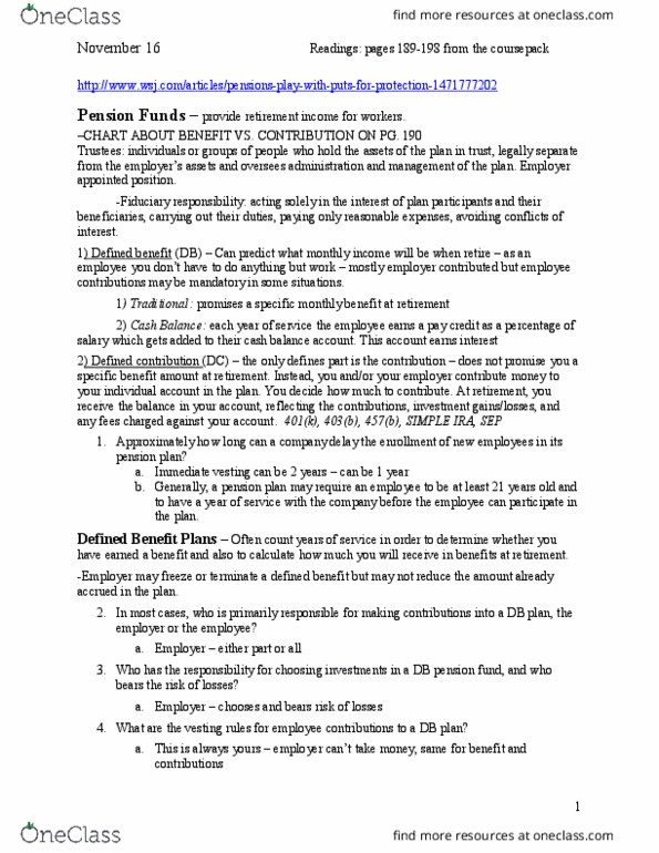 FI 413 Lecture Notes - Lecture 20: Private Equity, Fixed Income, Cash Balance Plan thumbnail