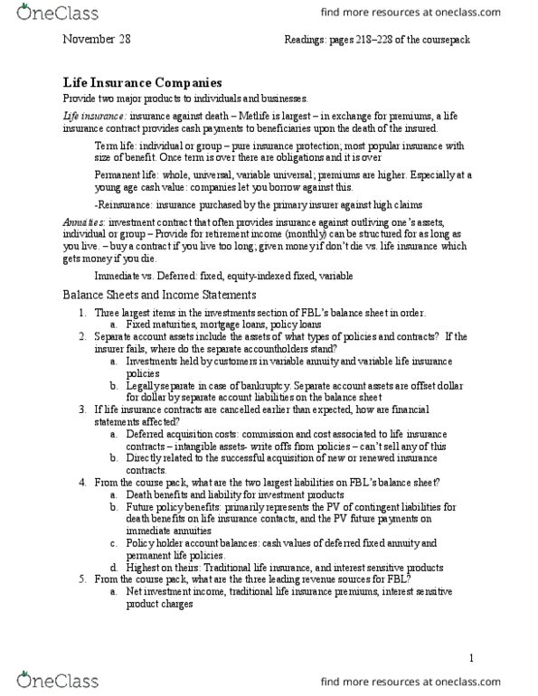 FI 413 Lecture Notes - Lecture 16: Adverse Selection, Variable Universal Life Insurance, Employee Benefits thumbnail