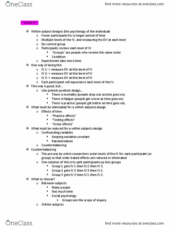 PSY 250 Lecture Notes - Lecture 5: Confounding, Cognitive Psychology, Social Comparison Theory thumbnail