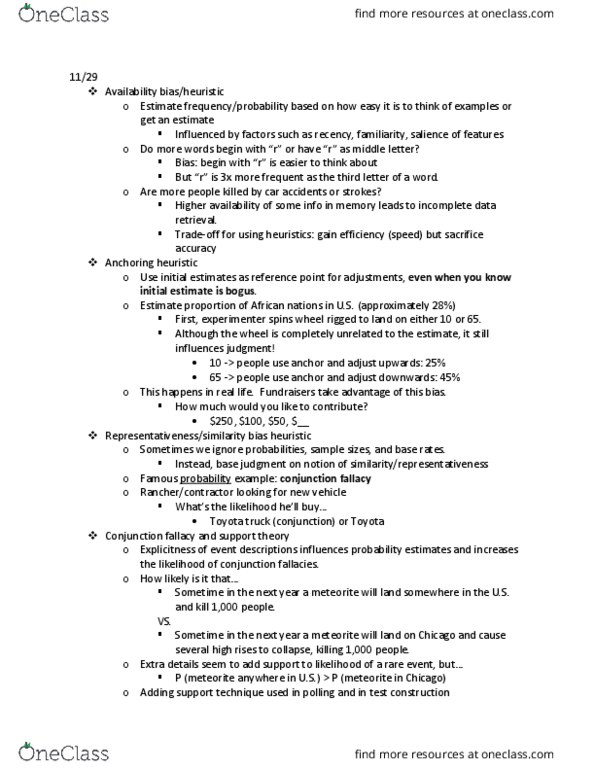 PSY 341 Lecture Notes - Lecture 26: List Of Fallacies, Medical Diagnosis, Base Rate thumbnail