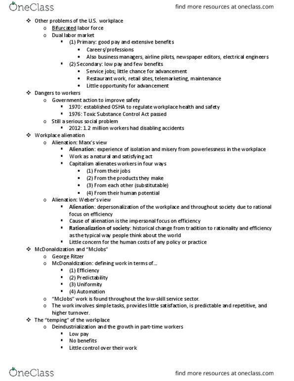 SOC 206 Lecture Notes - Lecture 20: Toxic Substances Control Act Of 1976, George Ritzer, Mcdonaldization thumbnail