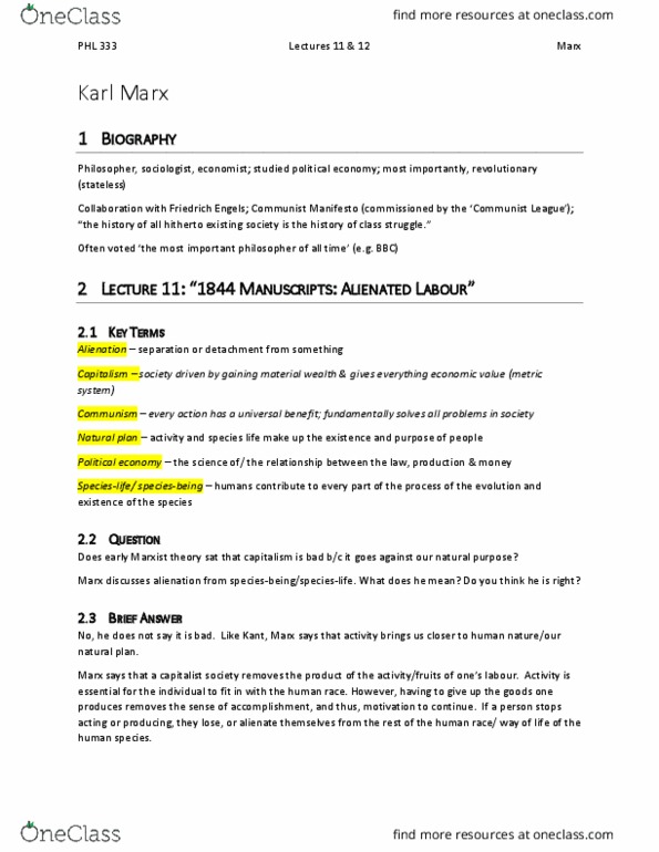 PHL 333 Lecture Notes - Lecture 11: Friedrich Engels, Horse Length, Externalization thumbnail