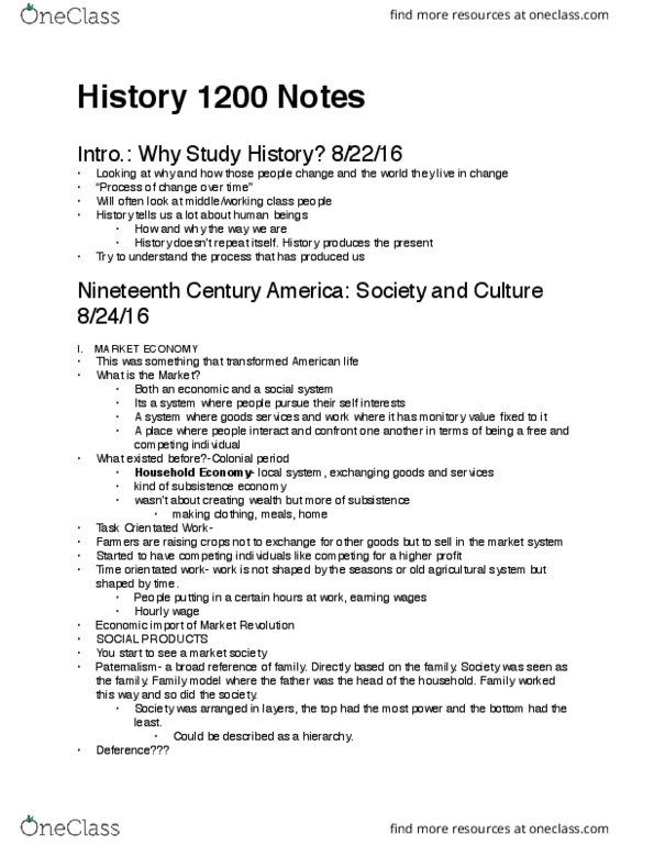 HIST 1200 Lecture Notes - Lecture 1: Singer Corporation, Samuel J. Tilden, Victorian America thumbnail