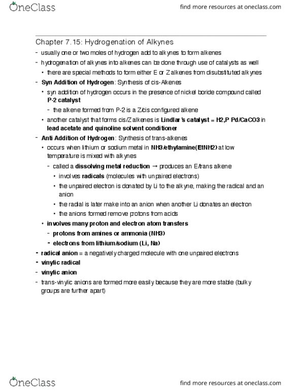 CHEM 211 Chapter Notes - Chapter 7.15-7.16: Quinoline, Alkene, Retrosynthetic Analysis thumbnail