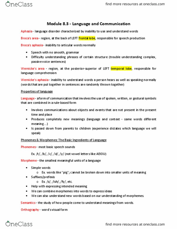 PSY100H1 Chapter Notes - Chapter 8: Fast Mapping, American Sign Language, Myelin thumbnail