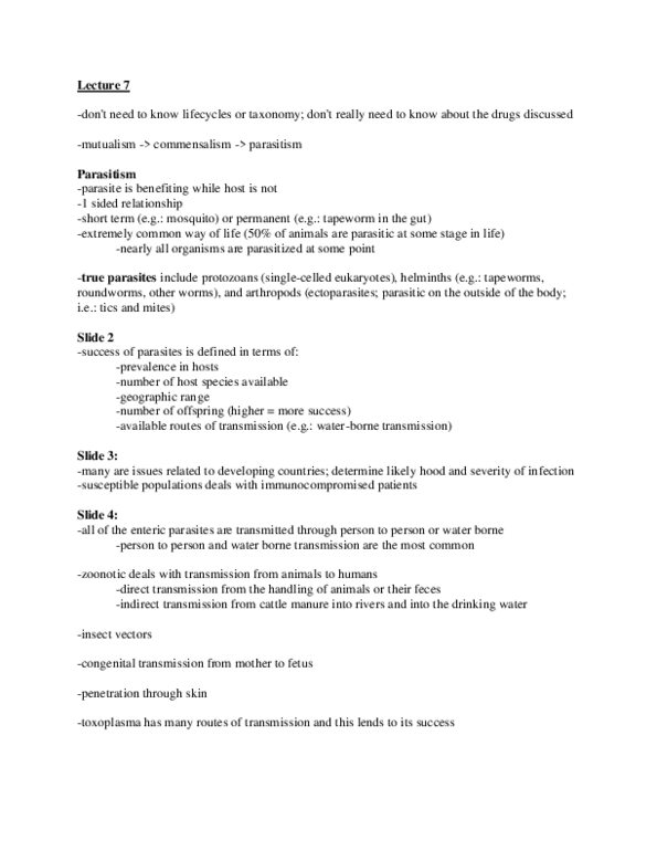 HSS 1100 Lecture Notes - Lecture 7: Immunocompetence, Blood Film, Toxoplasmosis thumbnail