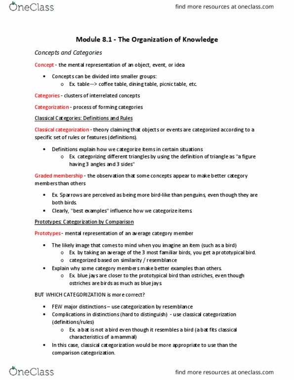 PSY100H1 Chapter Notes - Chapter 8: Mental Chronometry, Picnic Table, Homo Sapiens thumbnail