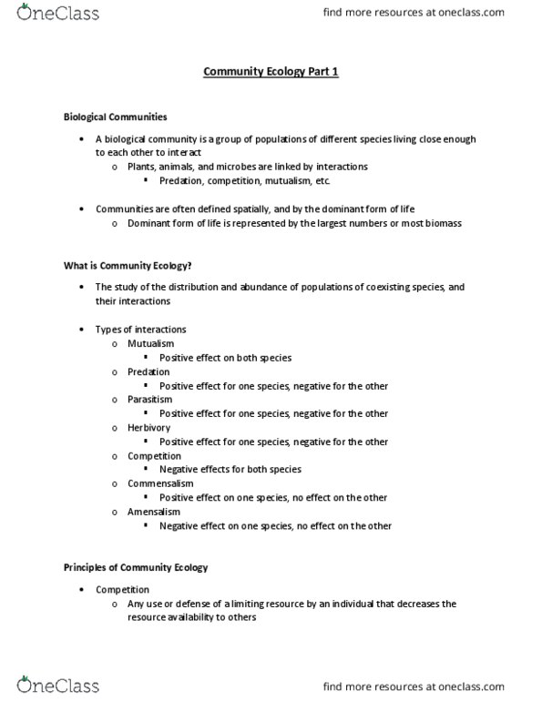 BSC 2011 Lecture Notes - Lecture 29: Parasitism, Herbivore, Commensalism thumbnail