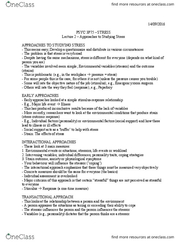 PSYC 3P75 Lecture Notes - Lecture 2: Catecholamine, Cardiovascular Disease, Individual Psychological Assessment thumbnail