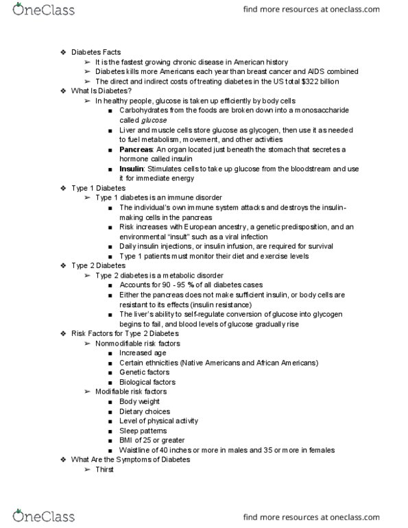 HES 145 Lecture Notes - Lecture 12: Insulin Resistance, Blurred Vision, Prediabetes thumbnail