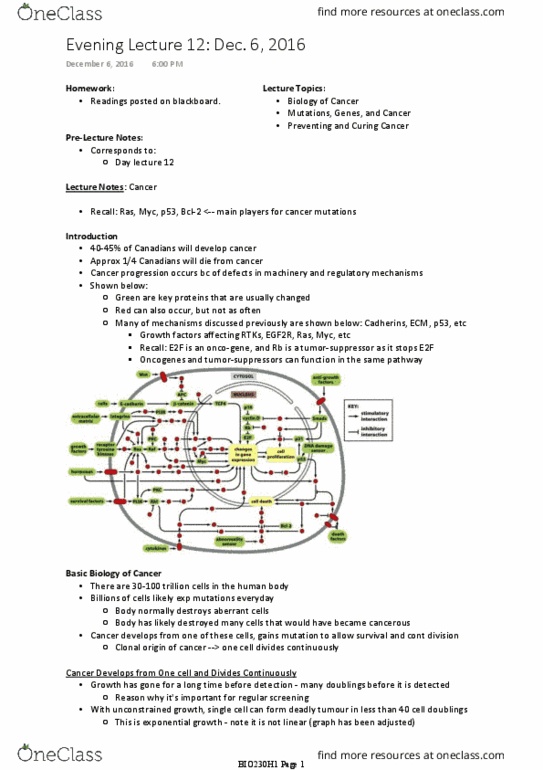 BIO230H1 Lecture 12: Cancer (Evening: Dec. 6, 2016) thumbnail