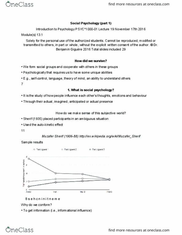 PSYC 1000 Lecture Notes - Lecture 19: Philip Zimbardo, Cognitive Bias, Muzafer Sherif thumbnail