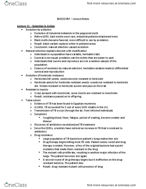 BIO152H5 Lecture Notes - Lecture 11: Insecticide, Tuberculosis, Hemoglobin thumbnail