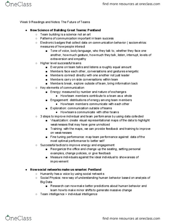 MGT 18 Lecture Notes - Lecture 9: Beijing National Aquatics Center, Extraversion And Introversion, Social Physics thumbnail