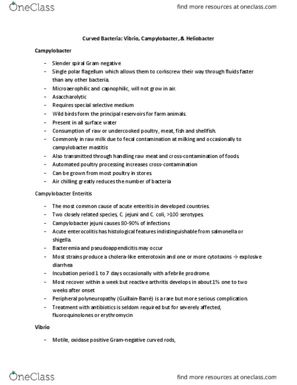 Microbiology and Immunology 3820A Lecture Notes - Lecture 9: Gm-1, Enterocolitis, Prodrome thumbnail