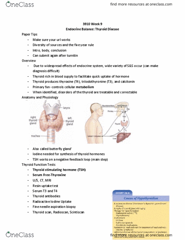 Nursing 3910A/B Lecture Notes - Lecture 9: Bundesautobahn 45, Exophthalmos, Heart Failure thumbnail