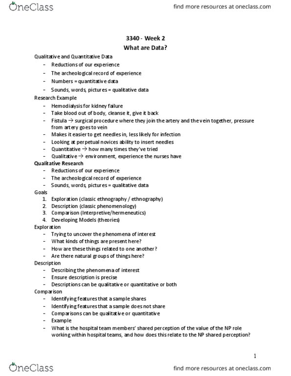 Nursing 3340A/B Lecture Notes - Lecture 2: Morphine, Pain Scale, Ethnography thumbnail